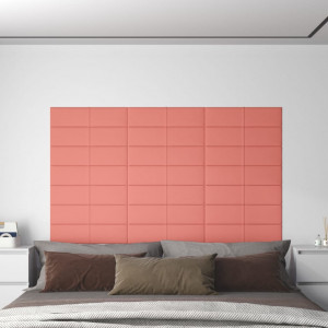 Paneles de pared 12 uds terciopelo rosa 60x15 cm 1.08 m² D