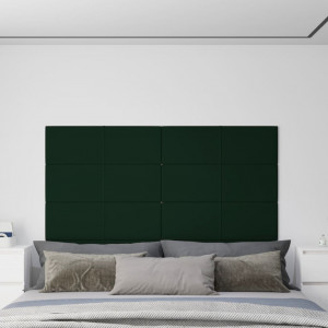 Paneles de pared 12 uds terciopelo verde oscuro 90x30cm 3.24 m² D