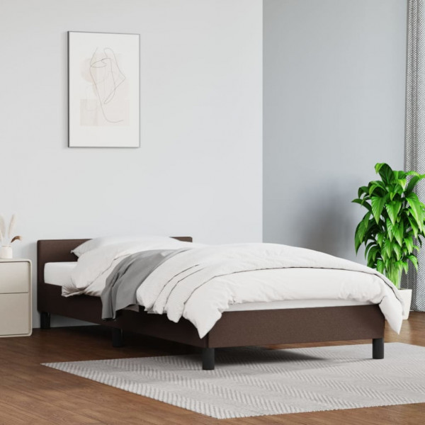 Estructura de cama cabecero cuero sintético marrón 100x200 cm D