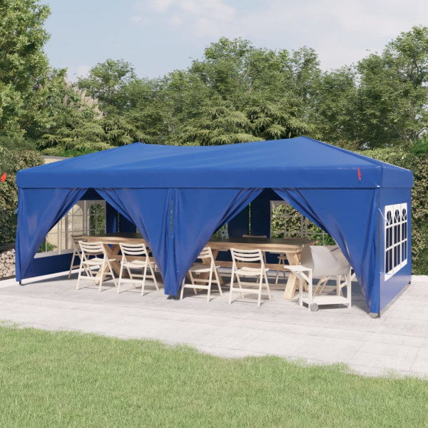 Carpa para fiestas plegable con paredes laterales azul 3x6 m D