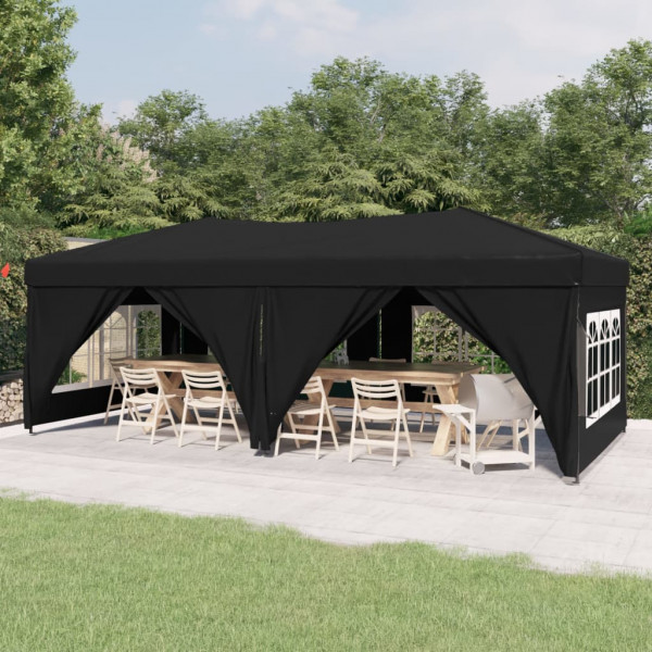 Carpa para fiestas plegable con paredes laterales negra 3x6 m D