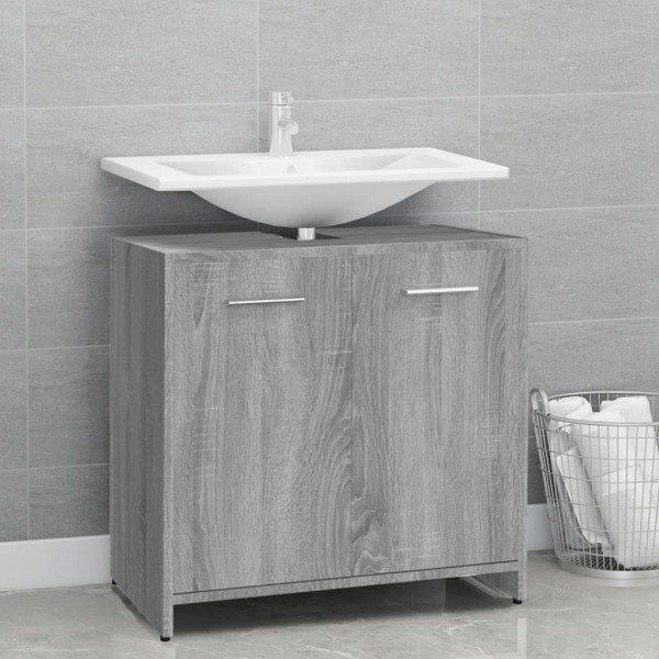 Armario de baño madera contrachapada gris Sonoma 60x33x60 cm D