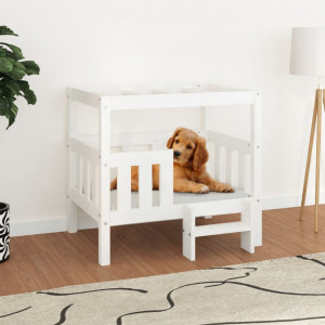 Cama para perros madera maciza de pino blanco 75.5x63.5x70 cm D