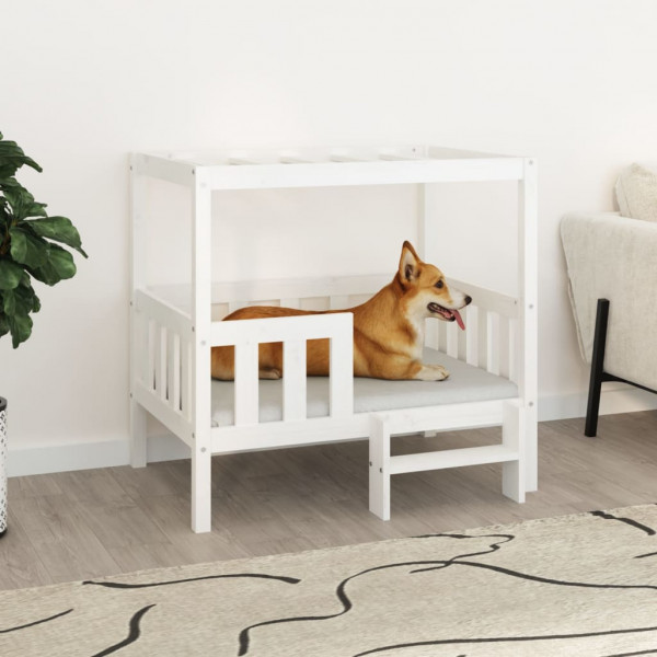 Cama para cão em madeira maciça de pinho branco 95,5x73,5x900 cm D