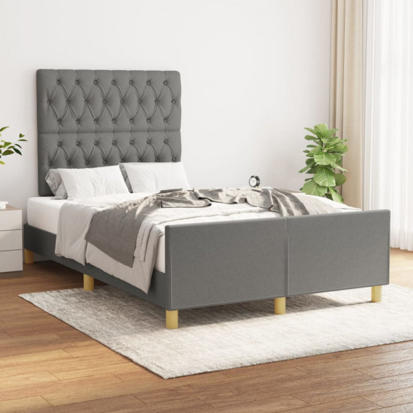 Estructura de cama con cabecero de tela gris oscuro 120x200 cm D