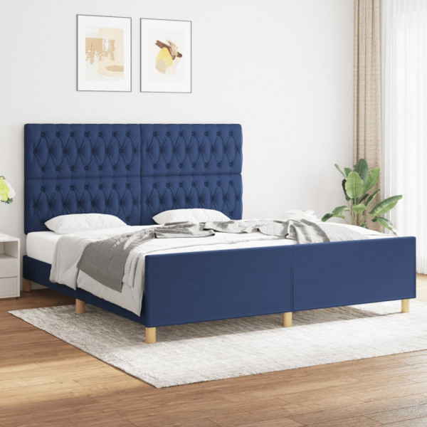 Estructura de cama con cabecero de tela azul 180x200 cm D