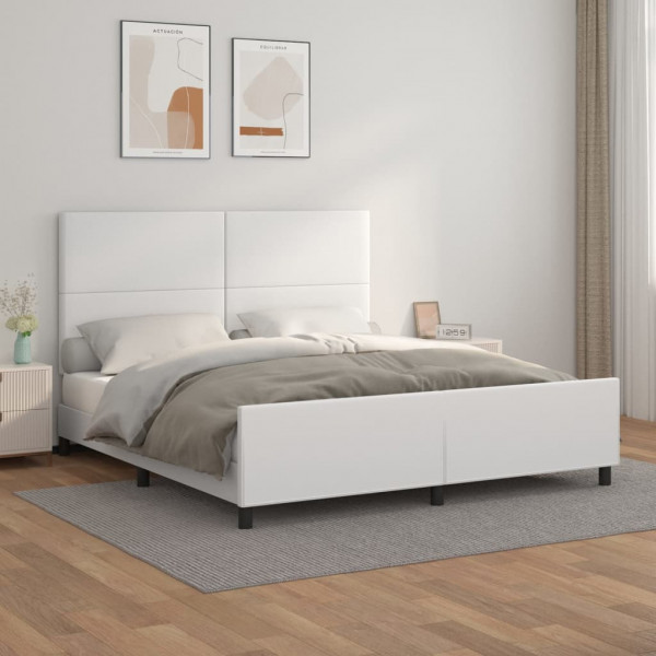 Estructura de cama cabecero cuero sintético blanco 180x200 cm D