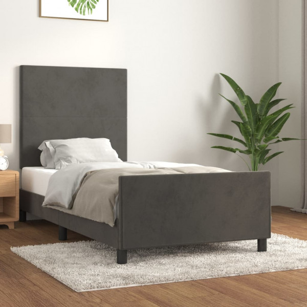 Estructura de cama con cabecero terciopelo gris oscuro 80x200cm D