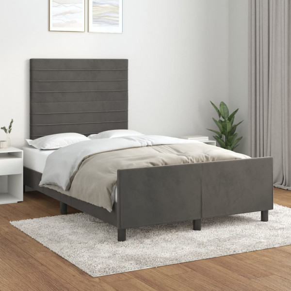 Estrutura de cama em veludo cinza escuro com cabeceira 120x200 cm D