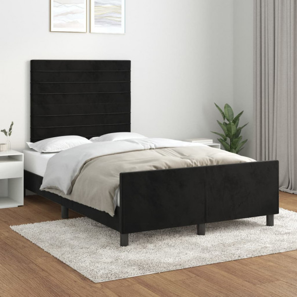 Estructura de cama con cabecero de terciopelo negro 120x200 cm D