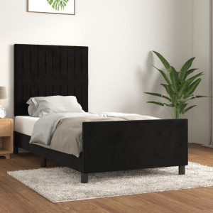 Estructura de cama con cabecero de terciopelo negro 90x200 cm D