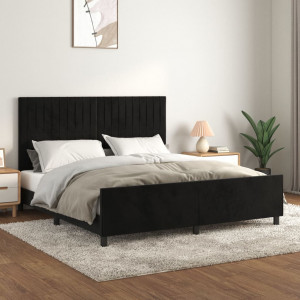 Estructura de cama con cabecero de terciopelo negro 160x200 cm D