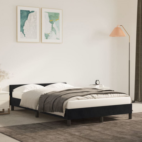 Estructura de cama con cabecero de terciopelo negro 120x200 cm D