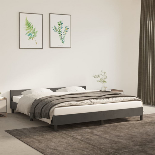 Estructura cama con cabecero terciopelo gris oscuro 160x200 cm D