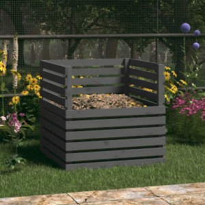 Composter de madeira cinza pinho 80x80x78 cm D