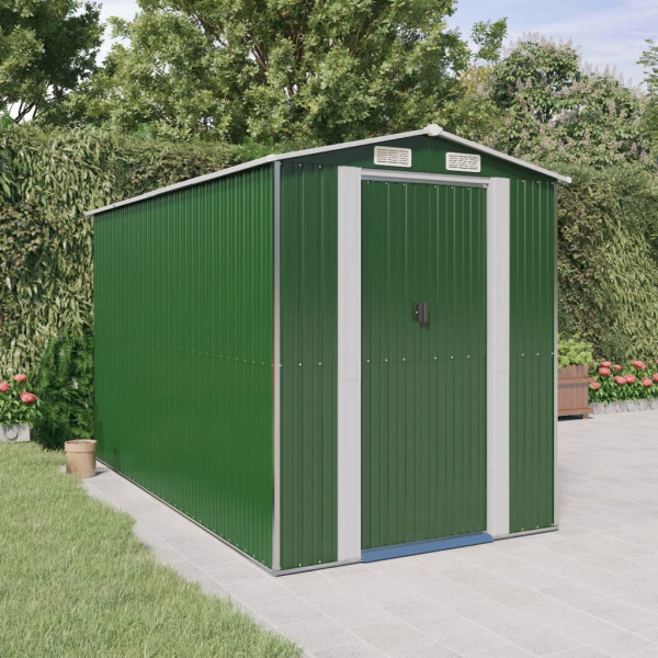 Cobertizo de jardín acero galvanizado verde 192x357x223 cm D