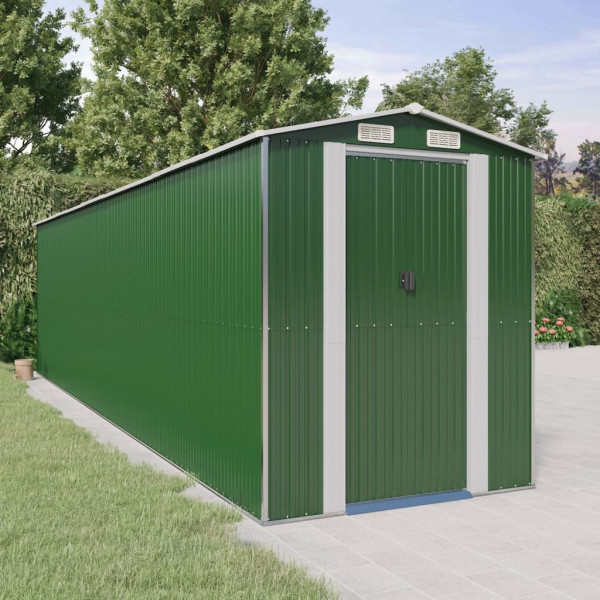 Cobertizo de jardín acero galvanizado verde 192x772x223 cm D