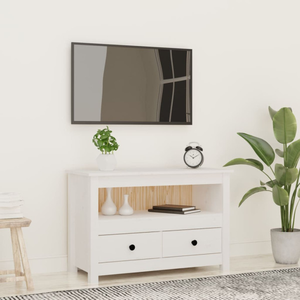 Móveis de televisão de madeira maciça de pinho branco 79x35x52 cm D