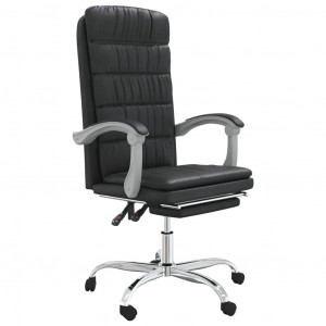 Silla de oficina reclinable cuero sintético negro H