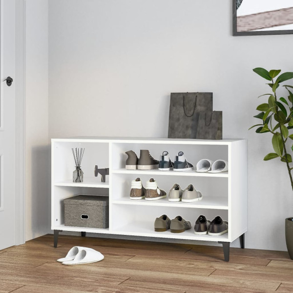 Mueble zapatero madera contrachapada blanco 102x36x60 cm D