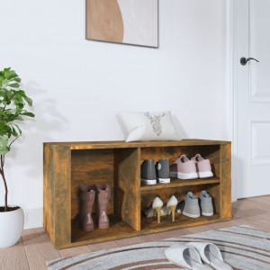 Mueble zapatero madera contrachapada roble ahumado 100x35x45 cm D
