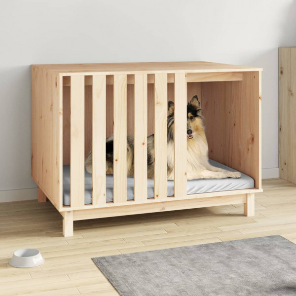 Caseta para perros madera maciza de pino 100x70x72 cm D