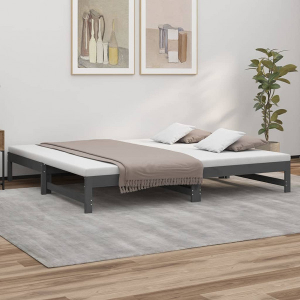 Sofá cama removível madeira maciça de pinho cinza 2x(100x200) cm D