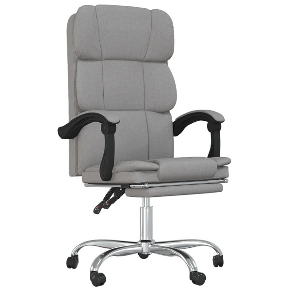 Silla de oficina reclinable de tela gris claro D