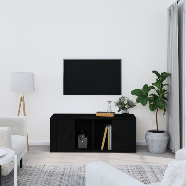 Mueble para TV madera contrachapada negra 100x35x40 cm D