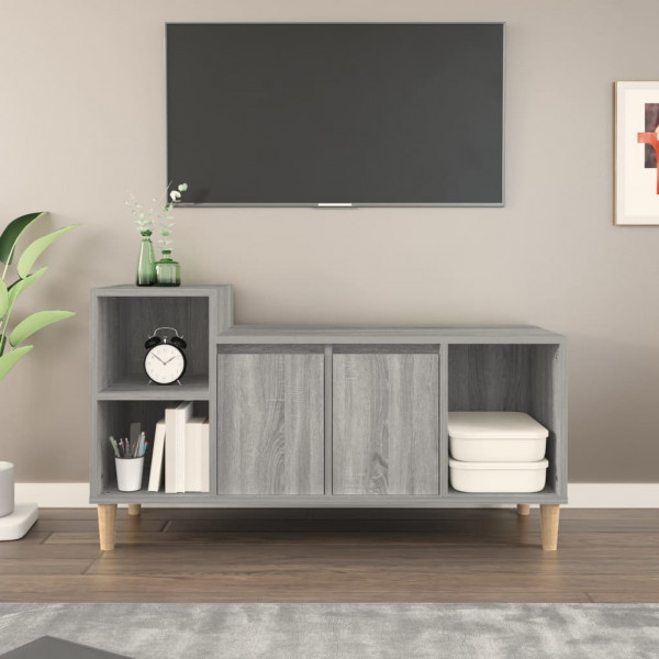 Mueble de TV madera contrachapada gris Sonoma 100x35x55 cm D
