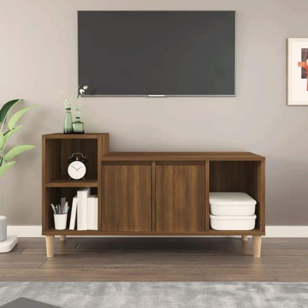 Mueble para TV madera contrachapada marrón roble 100x35x55 cm D