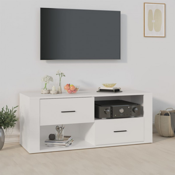 Mueble para TV madera contrachapada blanco 100x35x40 cm D
