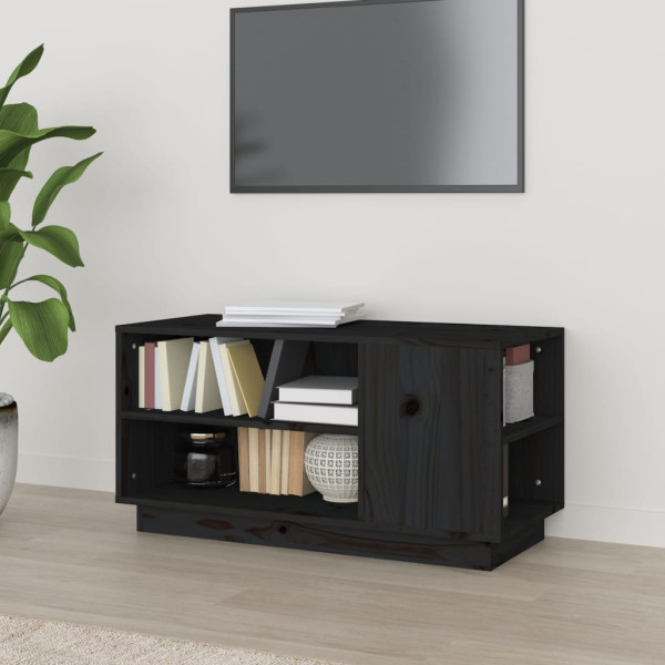 Móvel TV em madeira maciça de pinho preto 80x35x40,5 cm D