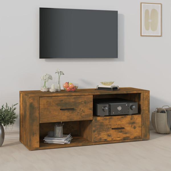 Mueble para TV madera contrachapada roble ahumado 100x35x40 cm D