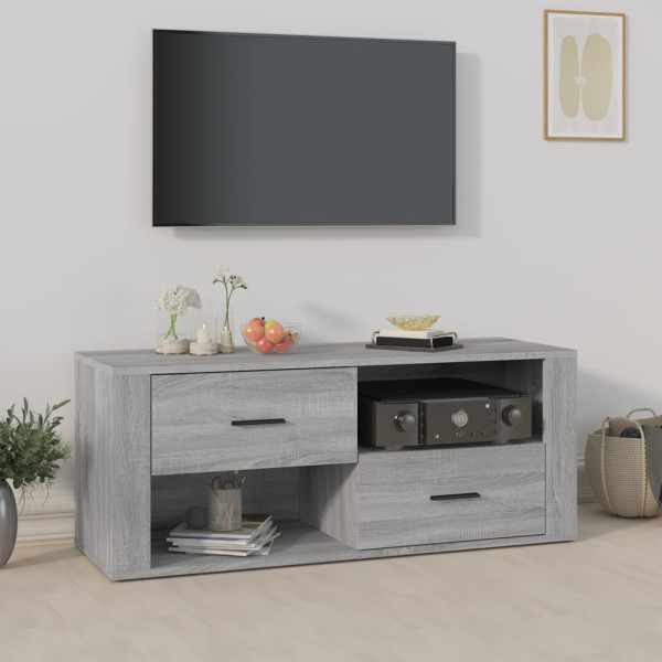 Mobiliário de televisão madeira de contraplacado cinza Sonoma 100x35x40 cm D