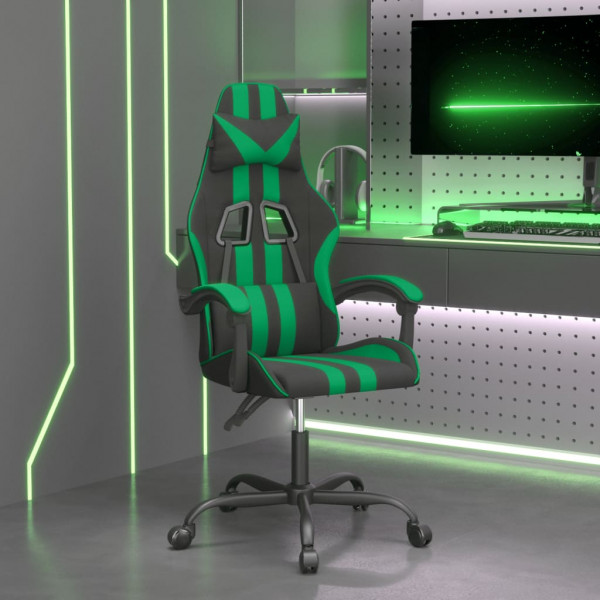 Silla gaming giratoria cuero sintético negro y verde D