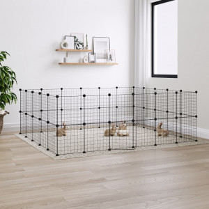 Jaula para mascotas de 44 paneles puerta acero negro 35x35 cm D