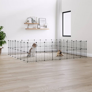 Jaula para mascotas de 60 paneles puerta acero negro 35x35 cm D