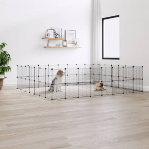 Jaula para mascotas de 60 paneles puerta acero negro 35x35 cm D