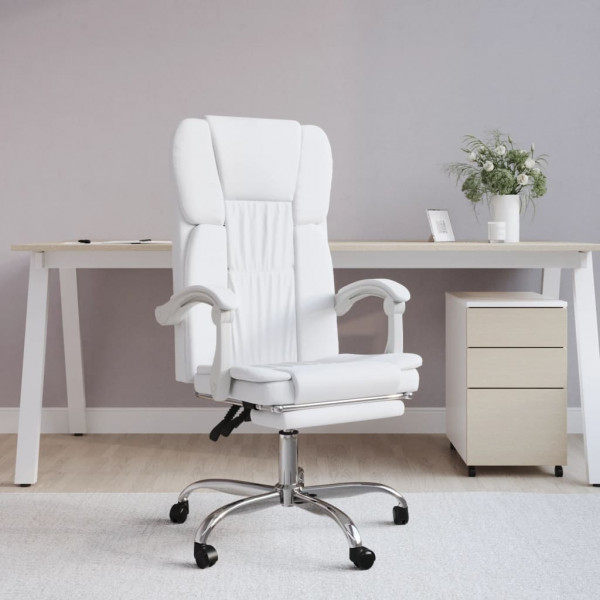 Cadeira de escritório reclinável em couro sintético branco D