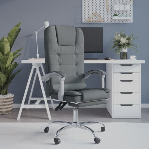 Silla de oficina reclinable con masaje de tela gris oscuro D