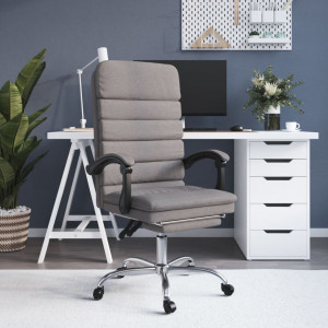 Cadeira de escritório reclinável com massagem tecido cinza taupe D