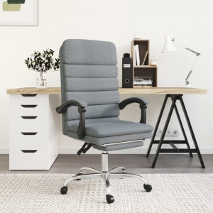 Cadeira de escritório reclinável com massagem de tecido cinza claro D