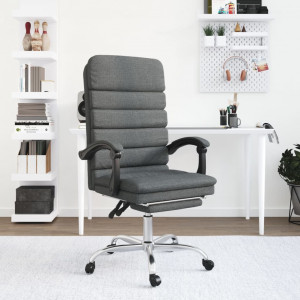 Cadeira de escritório reclinável com massagem de tecido cinza escuro D