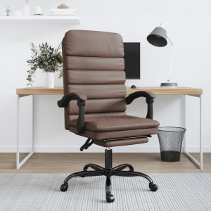 Cadeira de escritório reclinável massagem de couro sintético marrom D