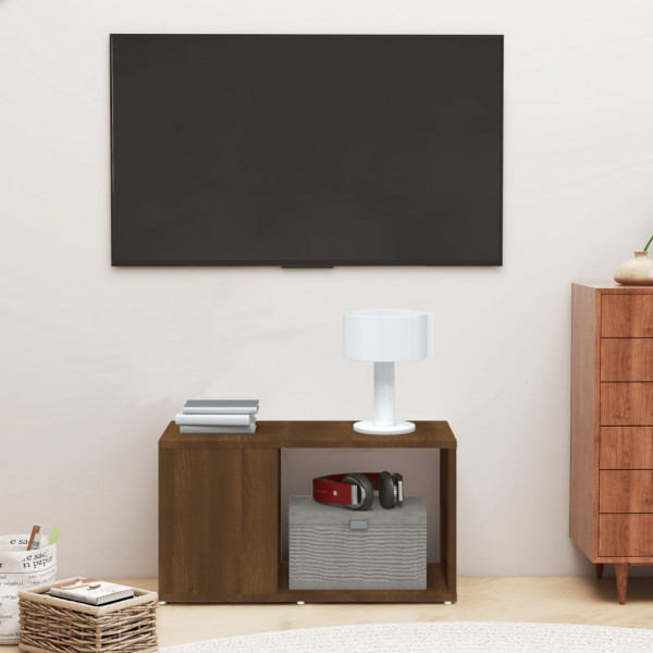 Mueble de TV madera contrachapada marrón roble 60x24x32 cm D