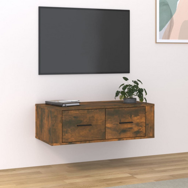 Móvel TV suspenso em madeira de carvalho fumado 80x36x25 cm D