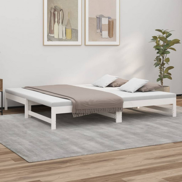 Sofá cama extraíble madera maciza de pino blanco 2x(90x200) cm D