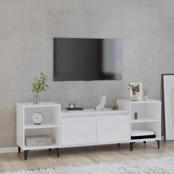 Mobiliário para TV madeira contraplacada branco brilho 160x35x55 cm D