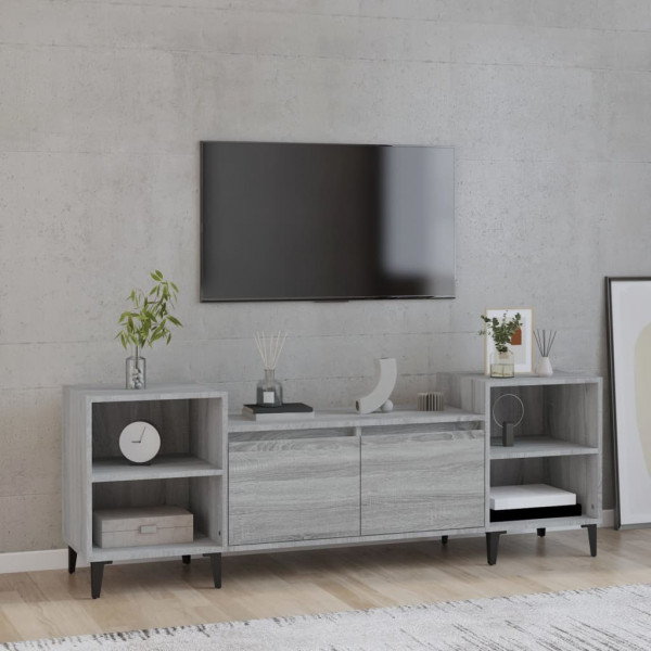 Mueble para TV madera contrachapada gris Sonoma 160x35x55 cm D